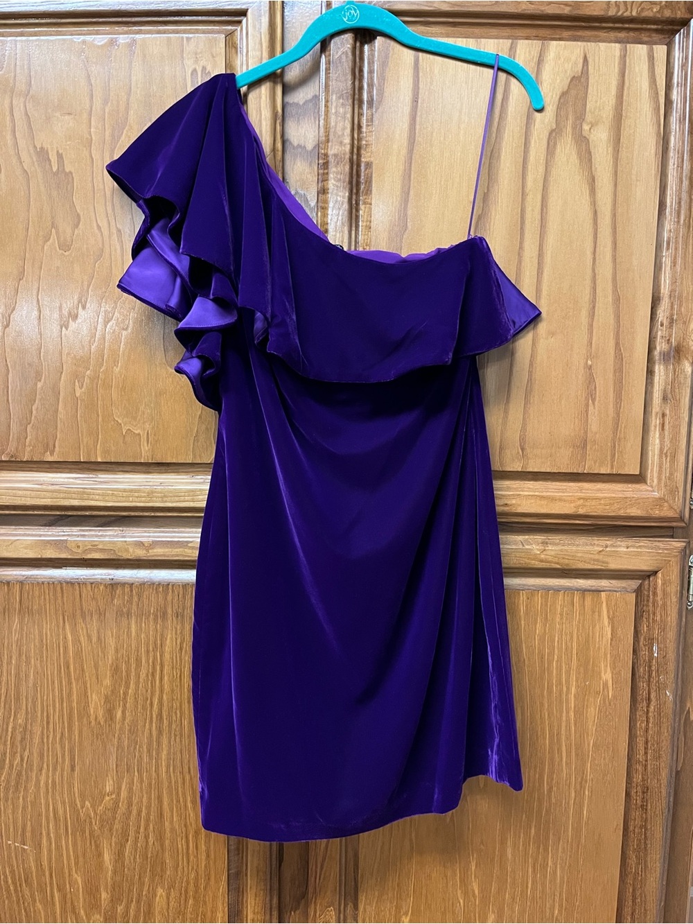Lauren by Ralph Lauren Purple Velvet One-Shoulder Ruffle Dress SZ 4